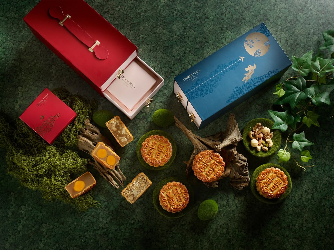 A vibrant display of traditional and modern mooncakes