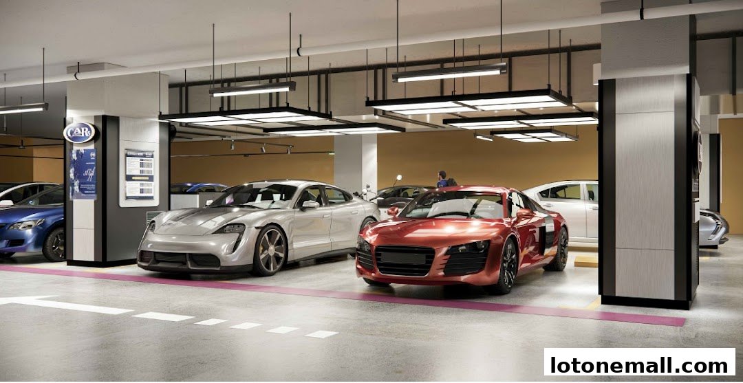 A selection of luxury cars parked in a modern, well-lit showroom.