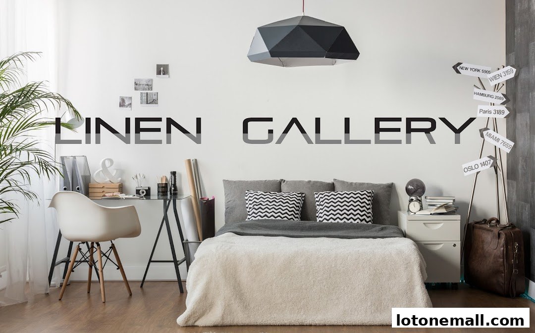 A bedroom interior with a bed, desk, chair, and decorative elements.