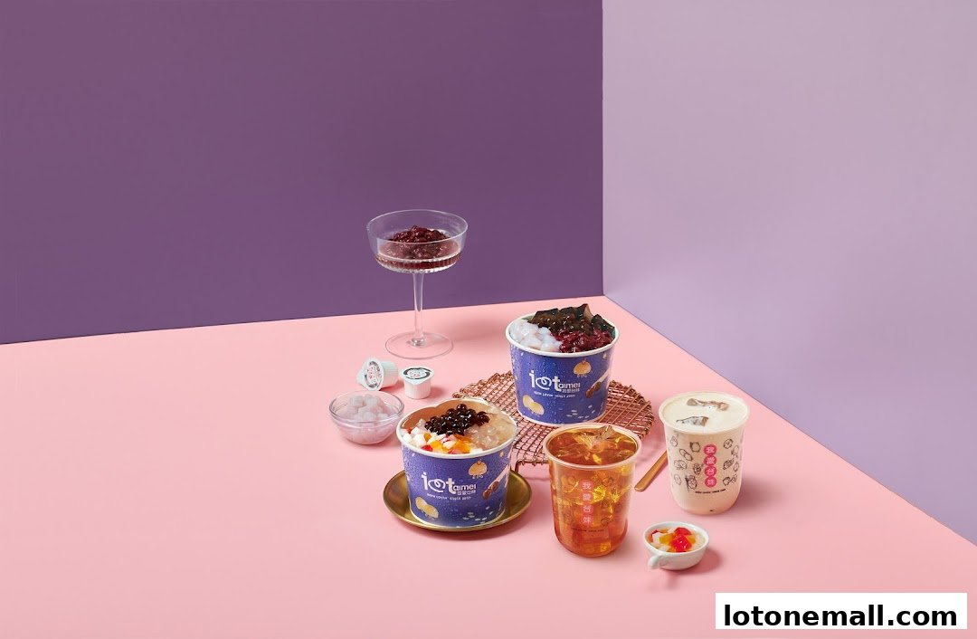 A colorful spread of Taiwanese desserts and bubble tea from I Love Taimei.