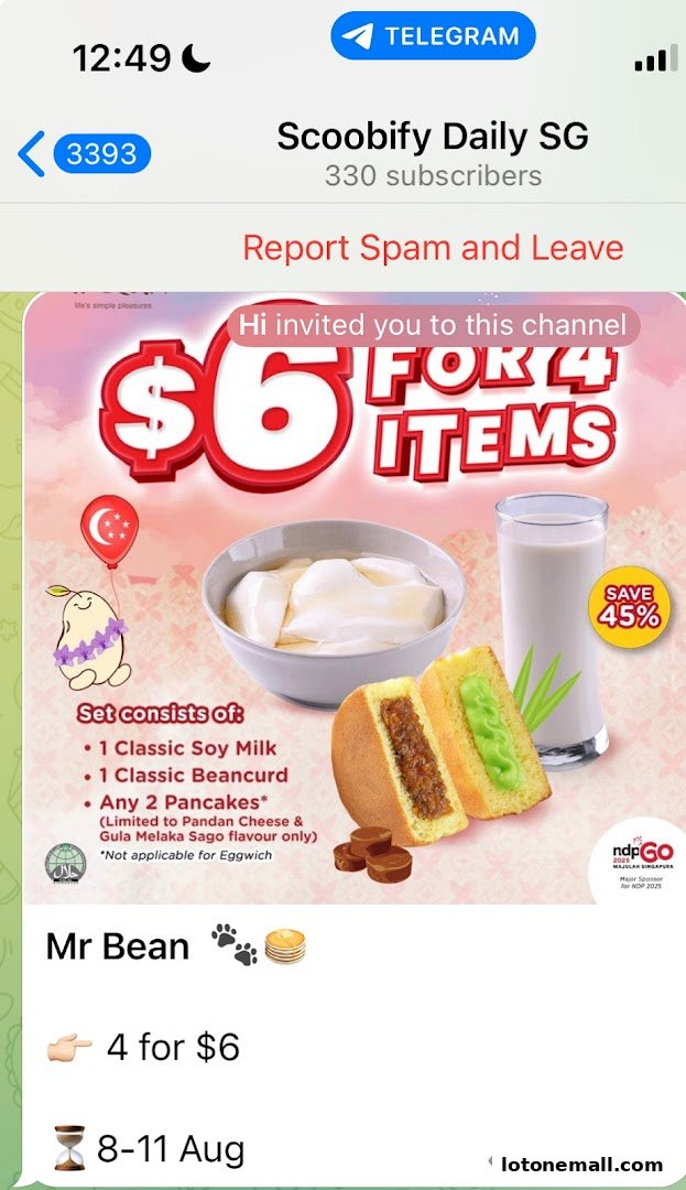 A promotional image for Mr Bean offering a set of 4 items for $6.