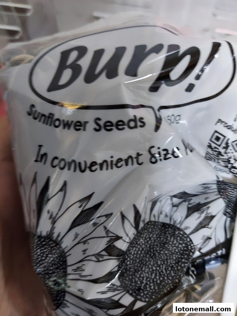A bag of Burp! brand sunflower seeds in convenient size packaging.