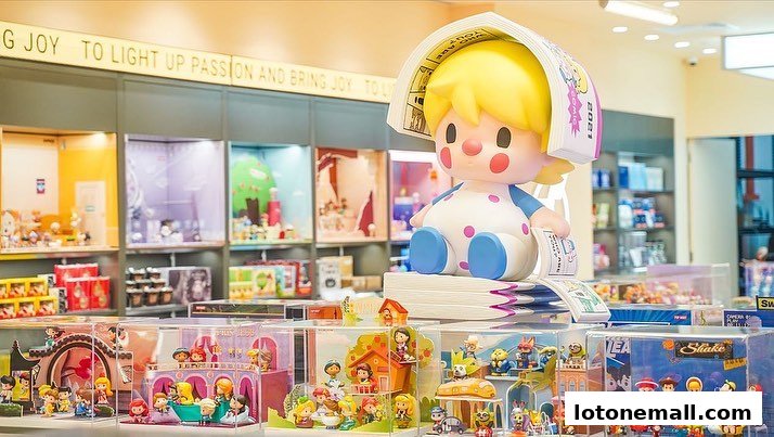 A POP MART store interior showcasing various collectible figurines and displays.