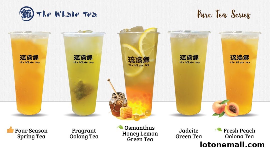 A selection of five refreshing tea drinks from The Whale Tea.
