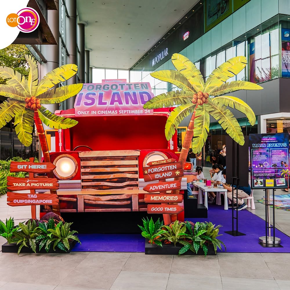 Forgotten Island themed photo booth setup at Lot One